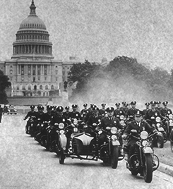 Vintage motorcycle cops in front of Capitol