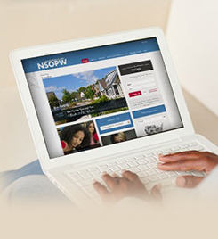 For accurate, complete and free information about the location of registered sex offenders, go to NSOPW.gov laptop viewing NSOPW web site