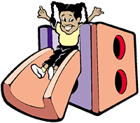 Clipart of a girl on a sliding board