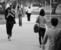 college students walking on campus