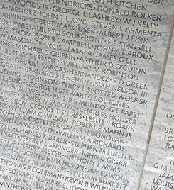 During National Police Week we honor those who have died in the line of duty, making the ultimate sacrifice while protecting their fellow citizens wall with names of fallen officers