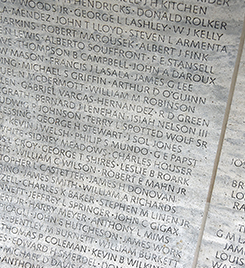 wall with names of fallen officers