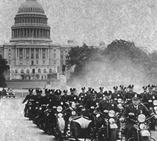 Vintage Motorcycle cops in front of the Capitol