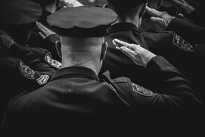 Law enforcement officers saluting