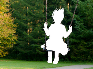 swing with cutout of missing child