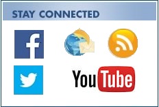 Stay Connected Social Media links, RSS Feed, and Email Updates
