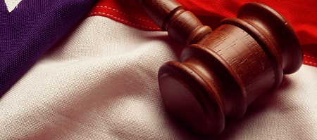 gavel on an American flag