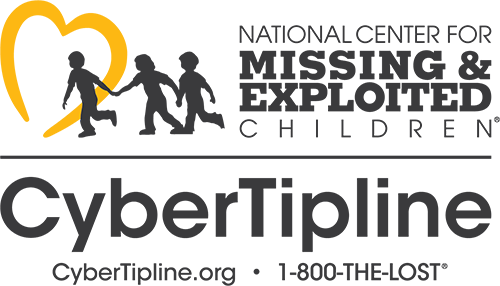 NCMEC Cyber Tip Line. CyberTipline.org. 1-800-THE-LOST