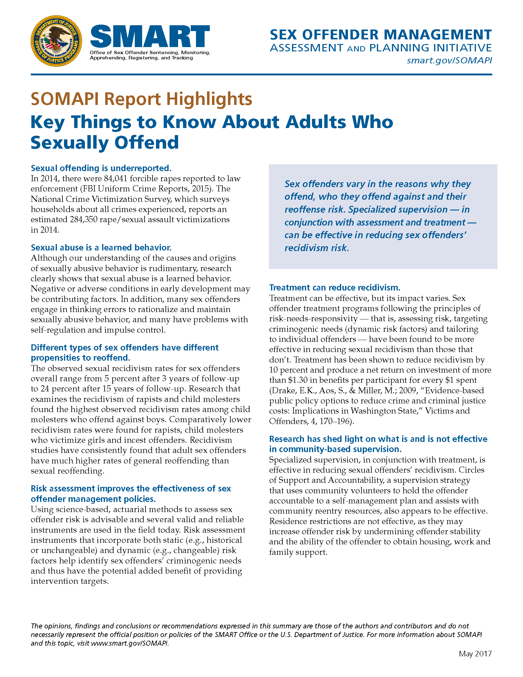 Thumbnail image of Key Things to Know About Adults Who Sexually Offend factsheet