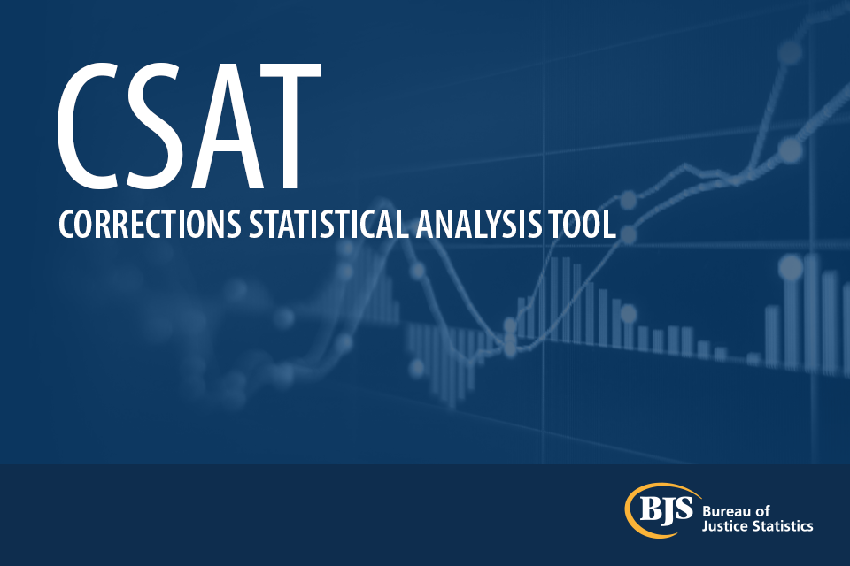 CSAT Corrections Statistical Analysis Tool - BJS Logo - graph and bar charts
