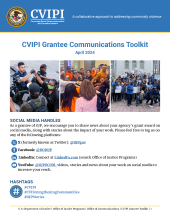 First page of CVIPI Grantee Communications Toolkit. Images and text.