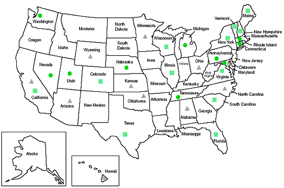 A map of participating Law Enforcement Agencies in the ICAC Task Force Program by State and date of operation.