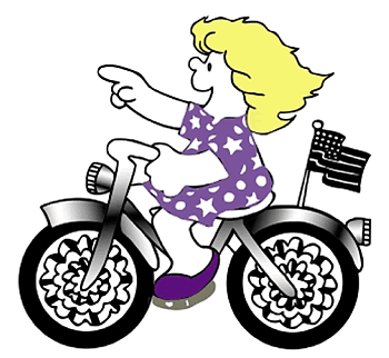 Clipart of a girl riding a motorcycle