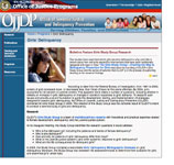 Screenshot of OJJDP's Girls' Delinquency page.
