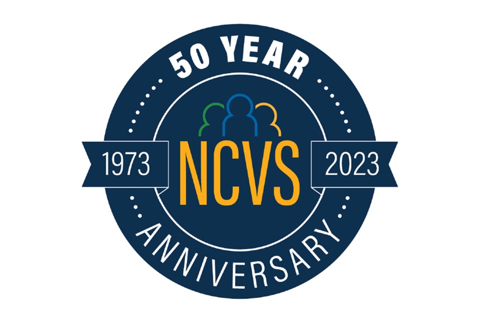 mulit-colored silhouettes of people. Text reads 50 year NCVS Anniversary. 1973-2023