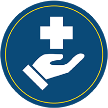 Open hand below cross